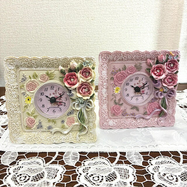 ローズブーケ置時計 ピンク【薔薇雑貨食器 ロー...の紹介画像2