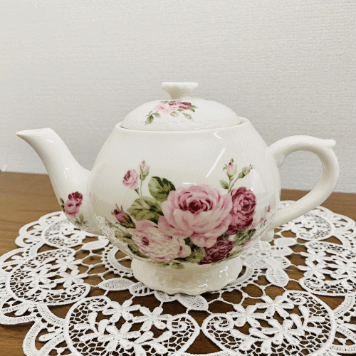 アニバーサリーローズ レリーフ ティーポット 薔薇 バラ ローズ 薔薇食器 花柄 フラワー ティータイム エレガント 上品 華やか ギフト プレゼント ラッピング無料のサムネイル