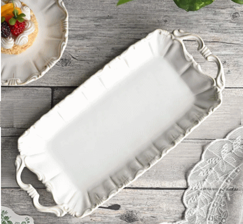 Rakuten - ノブレス　レクタングルプレート白食器 ストーンウェア オードブル 前菜 長角プレート テーブルコーディネート カフェ クラシック お洒落 オードブル おもてなし