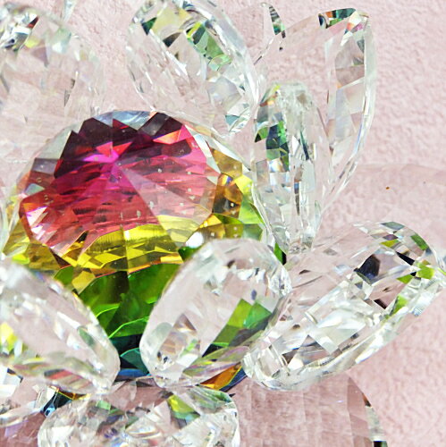 オーロラクリスタルロータス M風水 金運 開運 ドラゴン ガラス 蓮の花 置物 妖精 フェアリー 妖精雑貨 フェアリー雑貨 天使 エンジェル 天使雑貨 エンジェル雑貨 薔薇 ローズ バラ