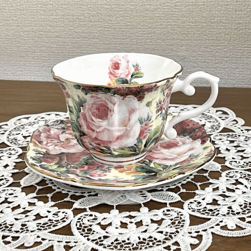 エレガントローズ　カップ＆ソーサー【ロイヤルアーデン　ファインボーンチャイナ】【薔薇雑貨　薔薇食器　ローズ小物　ヴィクトリアン】【ロココ】【妖精　フェアリー　妖精雑貨　フェアリー雑貨】【天使　エンジェル　天使雑貨　エンジェル雑貨】のサムネイル