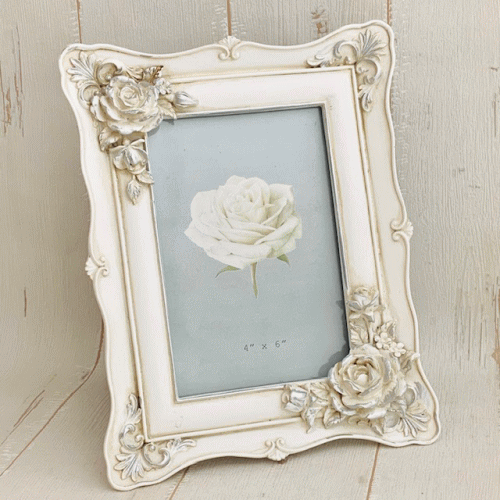 フレンチシルバーローズフォトフレームフォトフレーム 写真立て はがき フレーム 薔薇 バラ ローズ アンティーク クラシック シック 姫 かわいい おしゃれ プレゼント ギフト お祝い ラッピング ラッピング無料