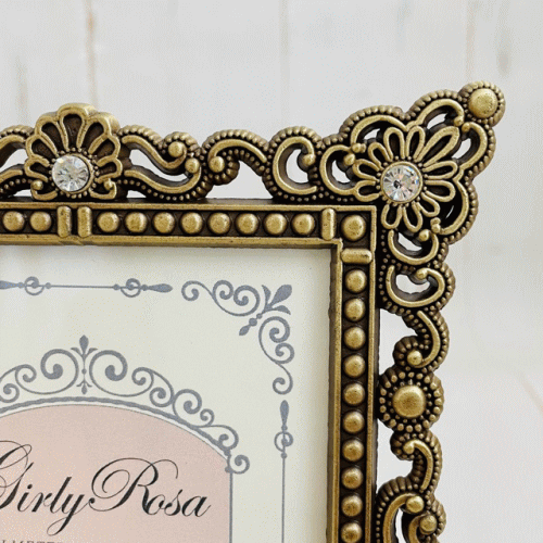 ガーリーロザ パルメット フォトフレーム「サービスサイズ(アンティークゴールド)」写真立て 壁掛け サービス 卓上 フレーム アンティーク シック クラシカル インテリア オシャレ ギフト プレゼント 結婚祝い