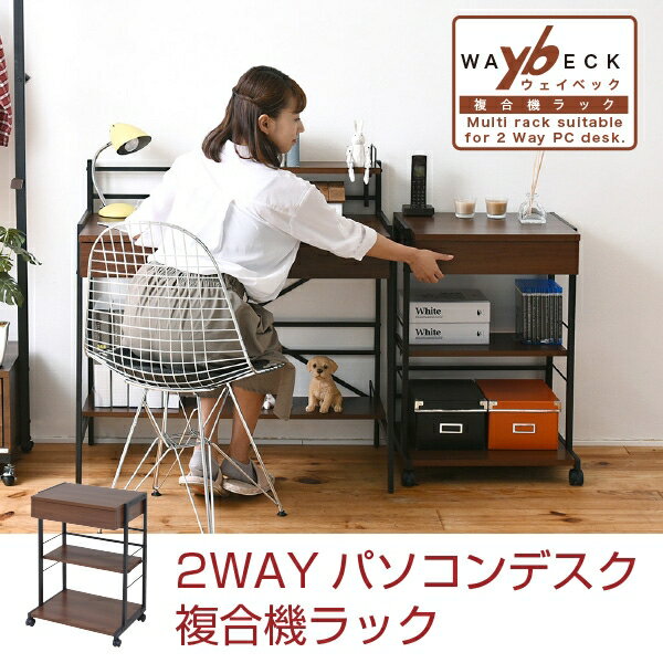 Rakuten - キャスター付き 2WAY 複合機ラック KKS-0012 幅51cm 奥行き40cm 高さ73.5cm パソコンデスク プリンターラック PSデスク サイドラック チェスト テーブル 机 本棚 SOHO A4 棚 ラック リビング ダイニング スリム コンパクト シンプル おしゃれ かわいい 韓国インテリア 北欧