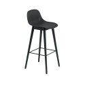 FIBER BAR STOOL W. BACKREST WOOD BASE SH:75CM Black/Black ファイバーバースツール バックレスト ウッドベース SH:75CM ブラック/ブラック 23770 W44.5cm D45.5cm H97.5cm SH75cm 北欧家具 スカンジナビアデザイン 58926