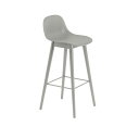 FIBER BAR STOOL W. BACKREST WOOD BASE SH:75CM Grey/Grey ファイバーバースツール バックレスト ウッドベース SH:75CM グレー/グレー W44.5cm D45.5cm H97.5cm SH75cm 北欧家具 スカンジナビアデザイン　58927