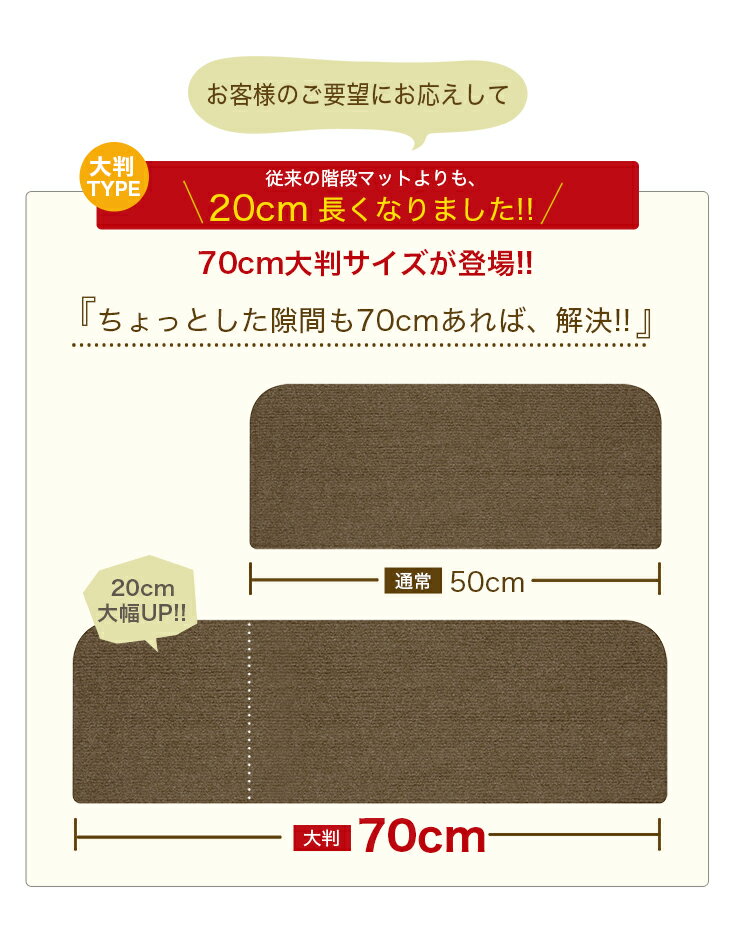 【1枚単位でのご注文可能】階段マット 階段 おしゃれ 滑り止め マット (大判 70×20cm 薄さ3mm 日本製)大判サイズ 吸着 タイルカーペット 吸着マット ペット カーペット 階段 滑り止め マット 洗えるマット 階段 ペット 階段 ベビー 防音 転倒防止