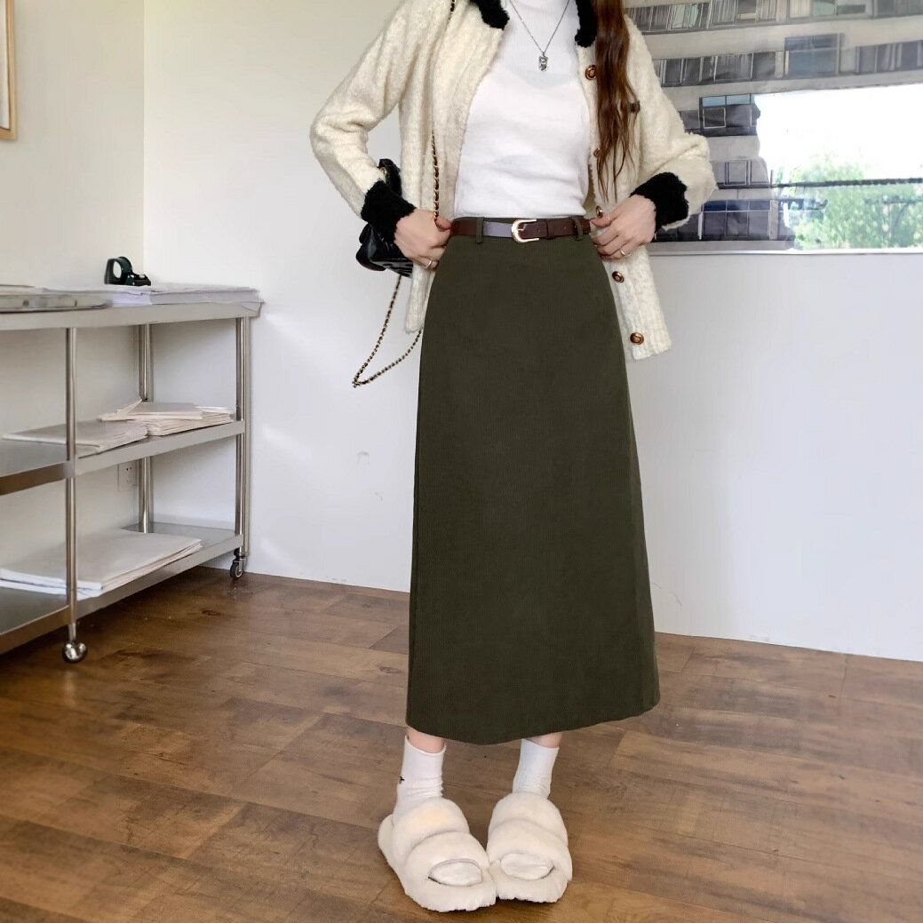 楽天市場】コーデュロイ スカート（カラーグリーン）（レディース