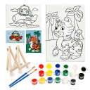 ★新品入荷★ポイント5倍★キャンバスセット キャンバスボードセットDIY張りキャンバス イーゼル付き 油絵具 絵画ボード かわいい動物 ボールドキャンバス アク...