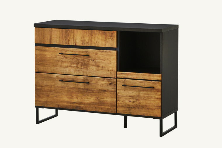 [送料無料] キッチンカウンター 幅120cm カウンター 鉄脚 キッチンボード インダストリアル 食器収納 キッチン収納 120 ナチュラル ブラウン 1人暮らし 2人暮らし 完成品 国産 大川家具