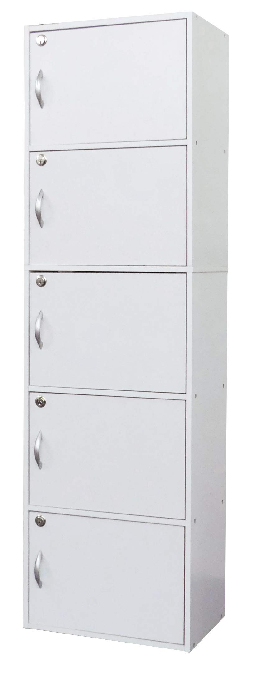 Rakuten - 鍵付き5段ボックス R ホワイト 幅42cm 鍵 大容量 オフィス 本棚