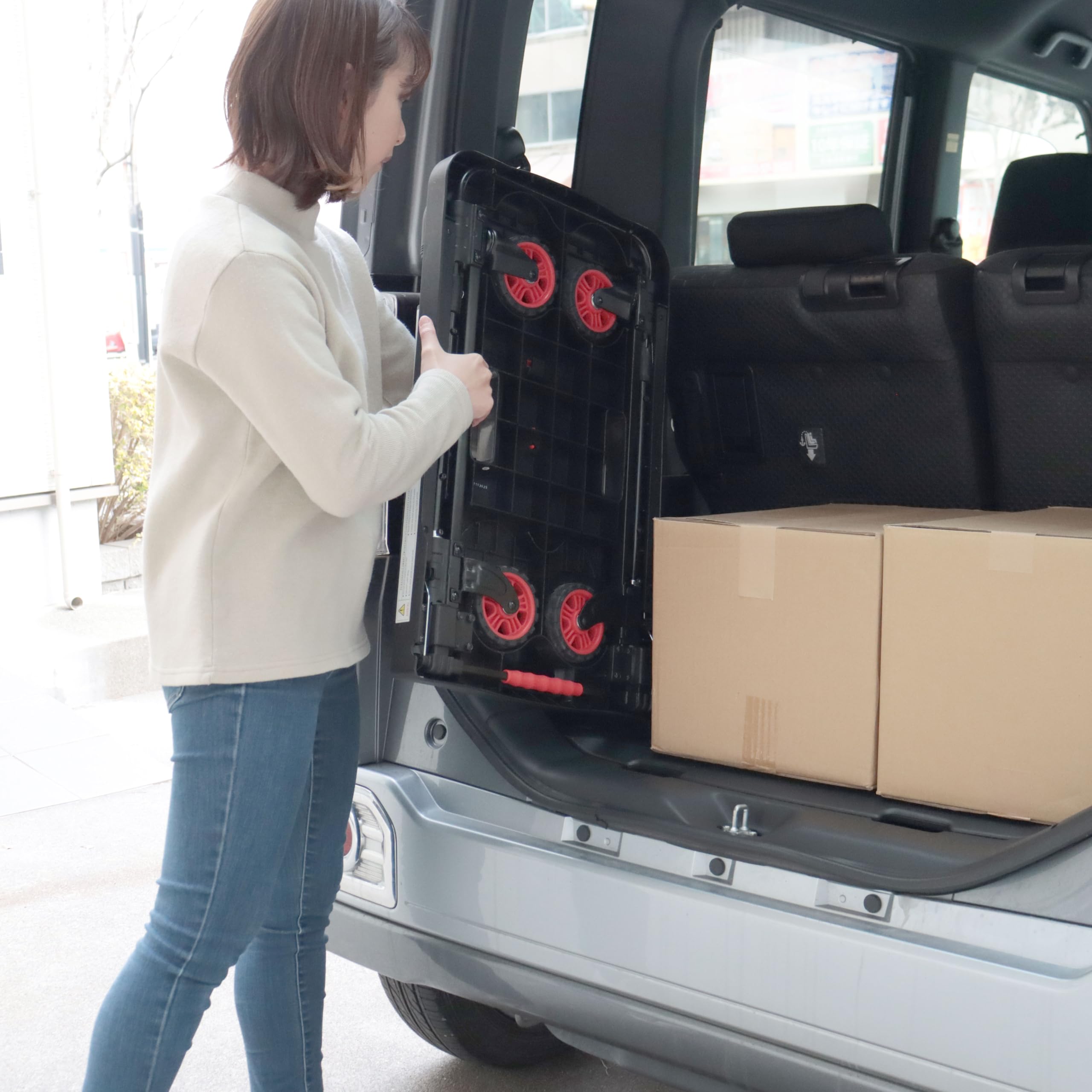 完全折りたたみ台車 ぺたんこキャリー 前輪自在タイプ