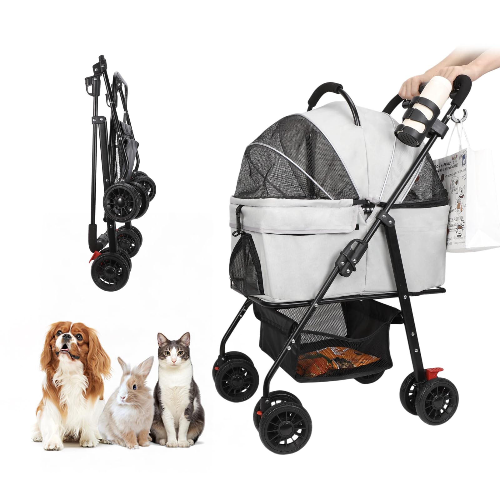 ペットカート 小型犬 ペットカート 分離式 多頭用 犬用ベビーカー 犬 カート 猫 バギー 折り畳み ワンタッチ式 4輪 大型犬 ペット 高齢犬 大型犬 中型犬 介護 組み立て式 通気 おしゃれ ペットバギー 介護