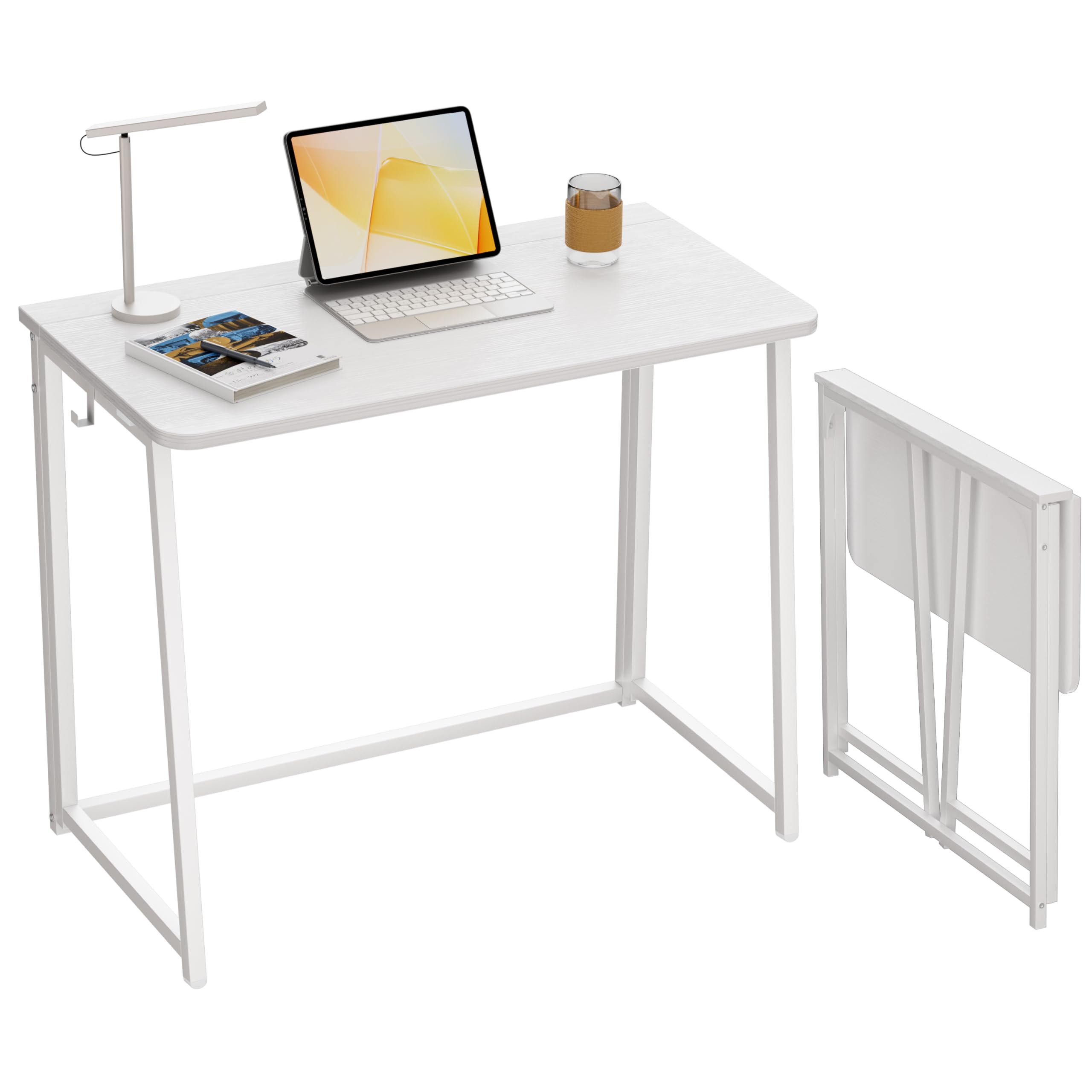 デスク 折りたたみデスク 幅80*奥行40*高さ74.5cm コンパクト 組立簡単 机 パソコンデスク 学習机 勉強机 収納フック付き 在宅ワーク