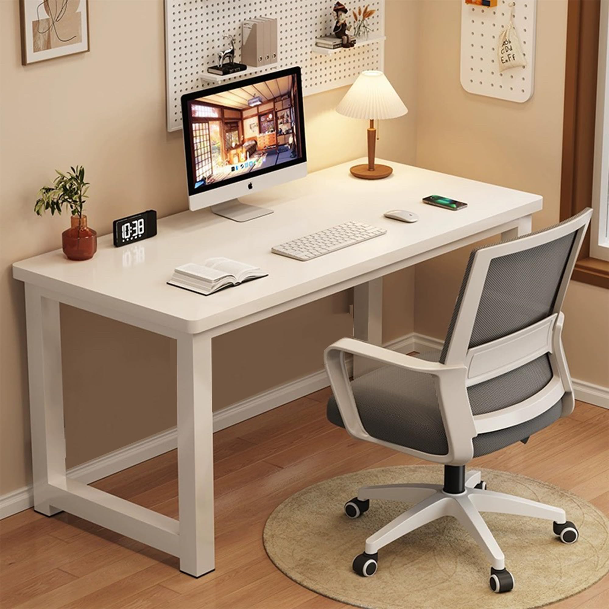 勉強机 パソコンデスク 机 白 (80*50*74CM)デスク 木製 作業台 ホームデスク 組み立て簡単 高耐荷重 頑..