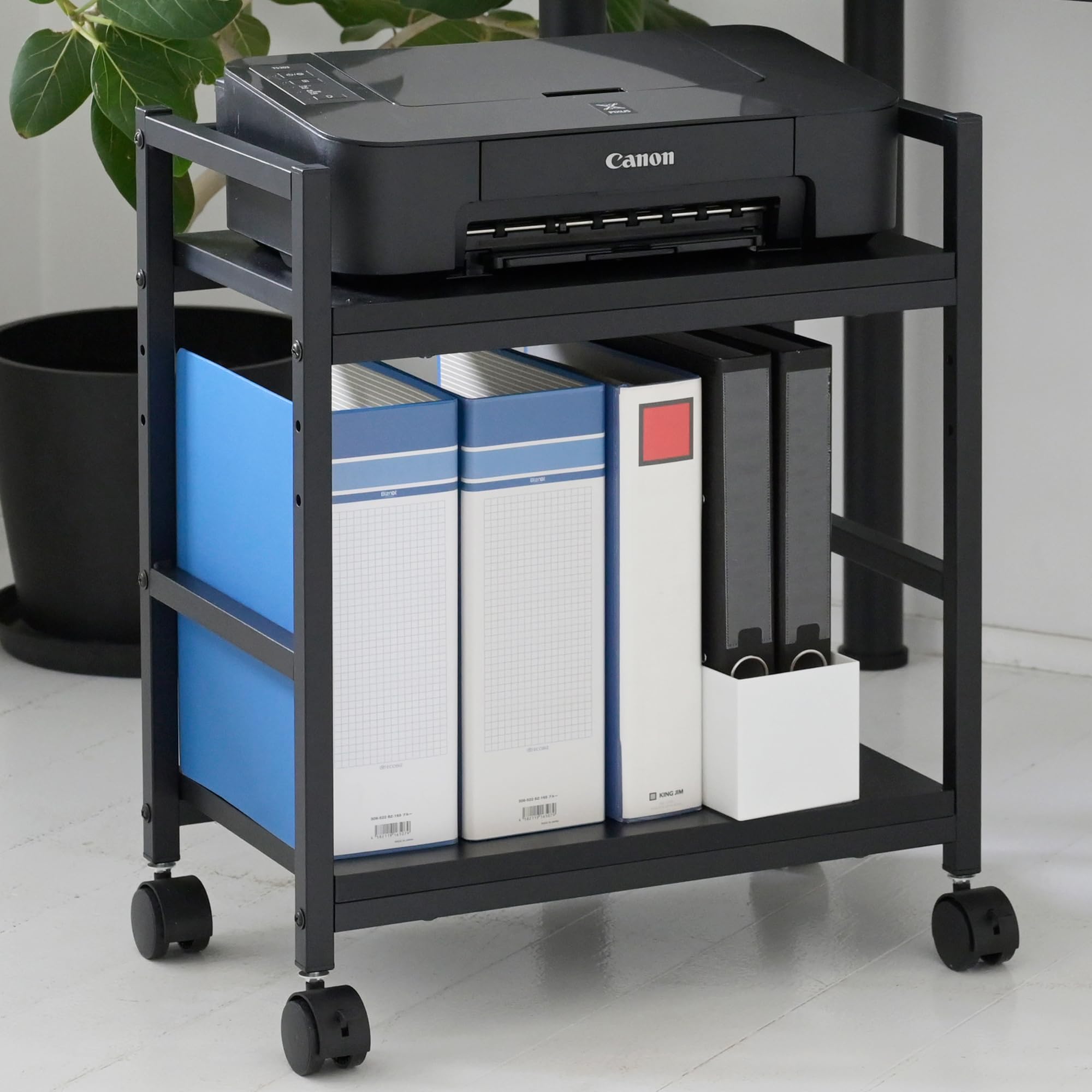 ワゴン キャスター付き A4ファイル対応 天板高さ調節可能 サイドテーブル デスク下 収納 幅50×奥行29.5..