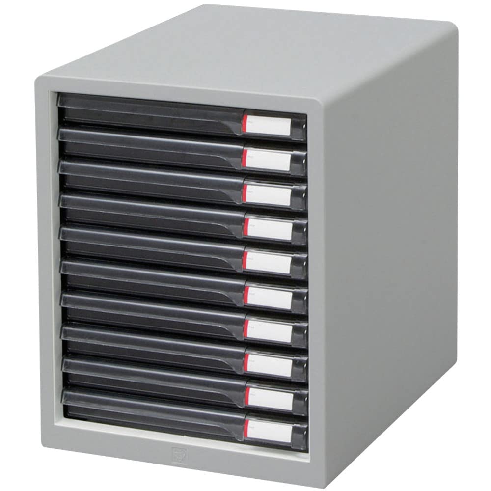 【浅型10段】 レターケース 4 ゴム脚つきで滑りにくい インデックスシール付き 引き出し 事務収納 デス..