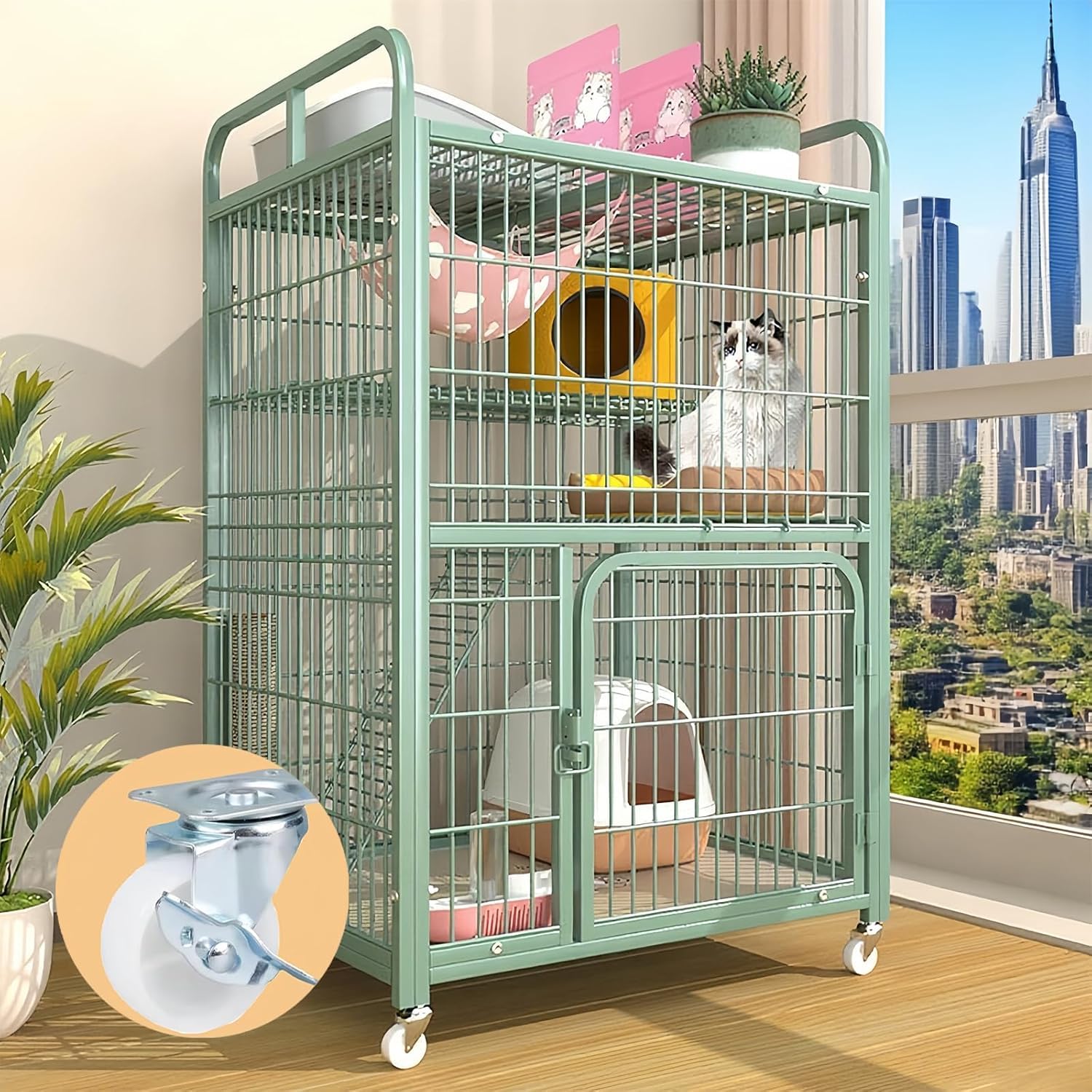 猫ケージ多段式キャットケージストッ...