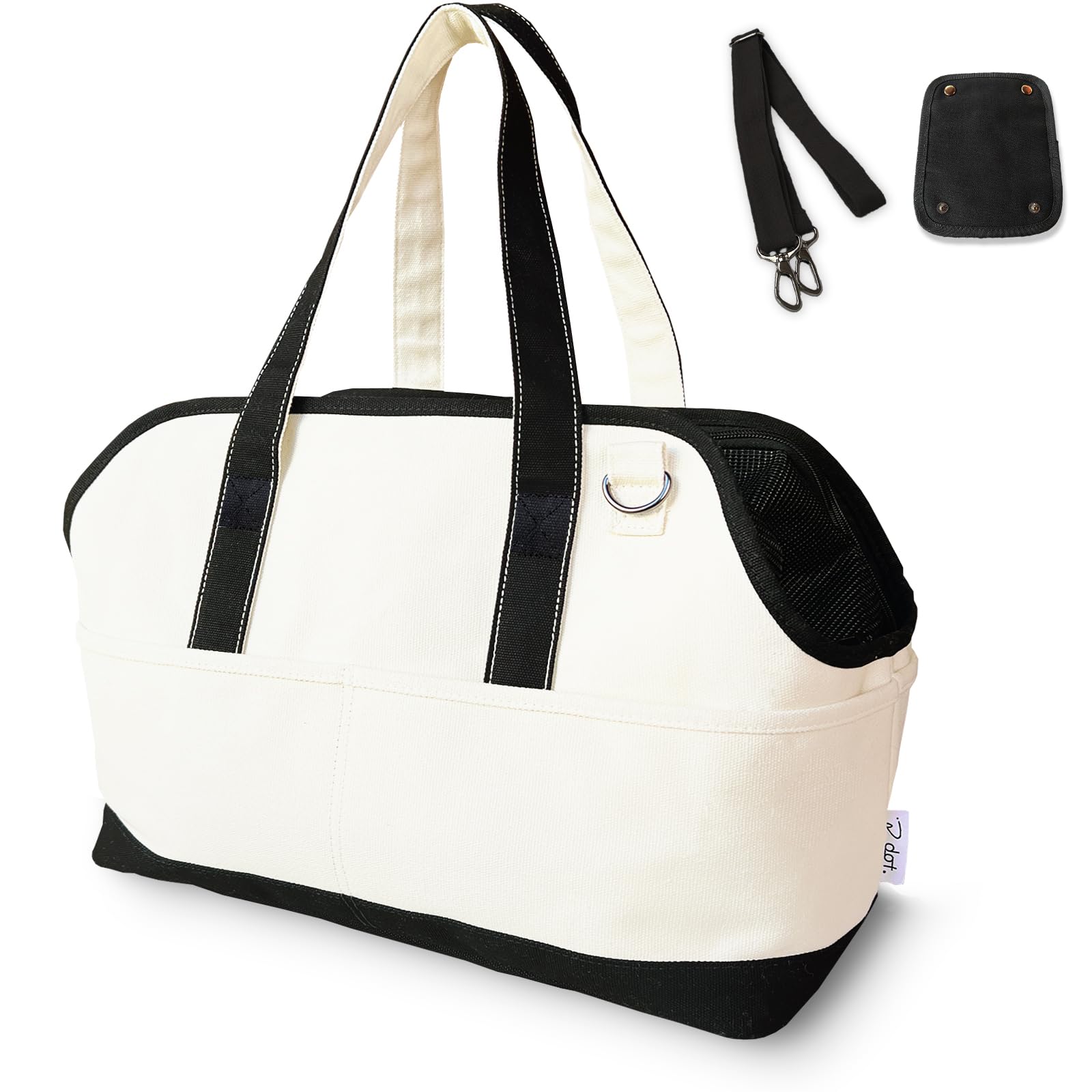 ペット キャリーバッグ 犬 猫 ペットキャリー トートバッグ 小型犬 帆布 生成り ショルダー 顔出し キ..