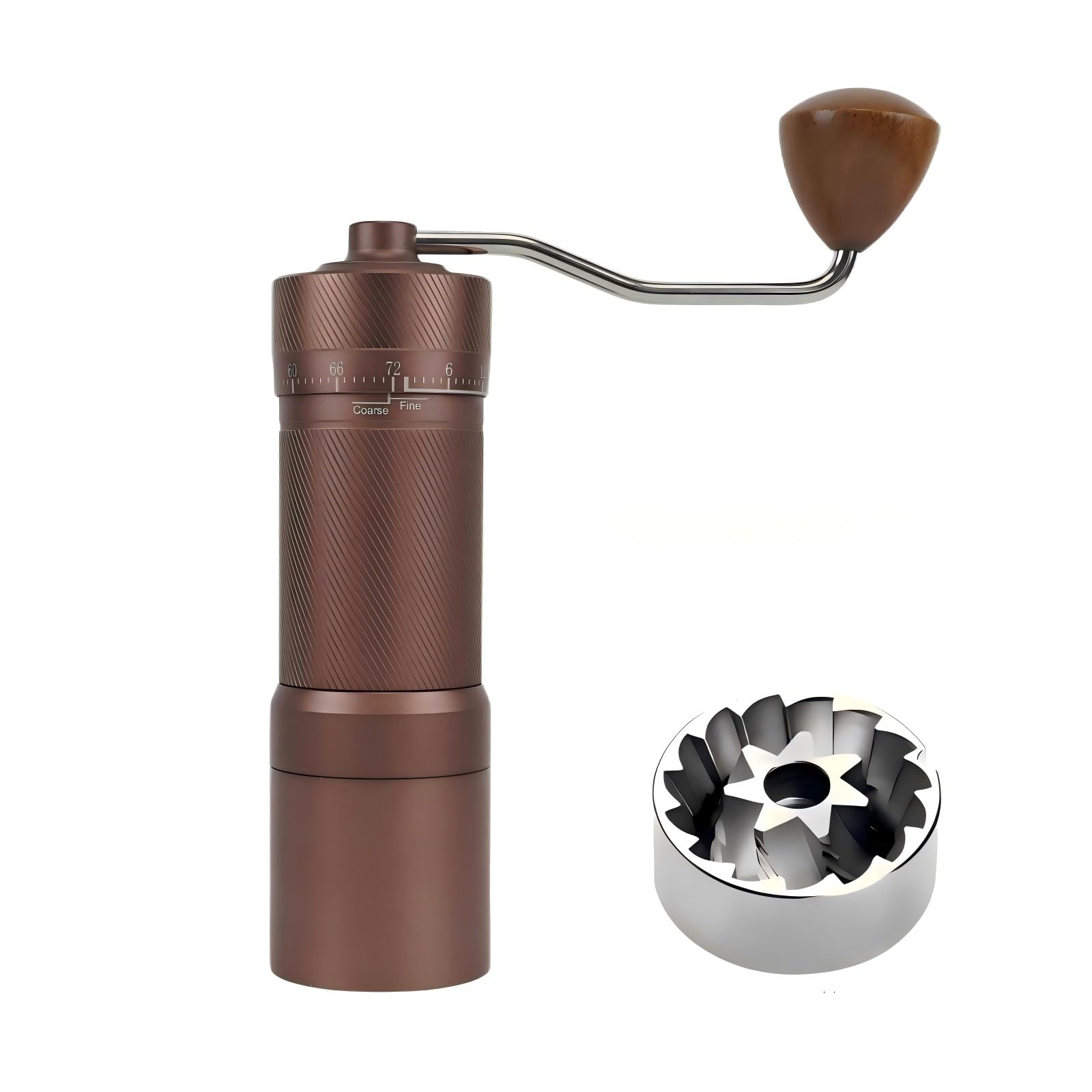 Woks - コーヒーミル 手動コーヒーグラインダー 手挽きコーヒーミル 粉受容器磁石着脱 大容量28グラム 外部粗さ調整機能 清潔