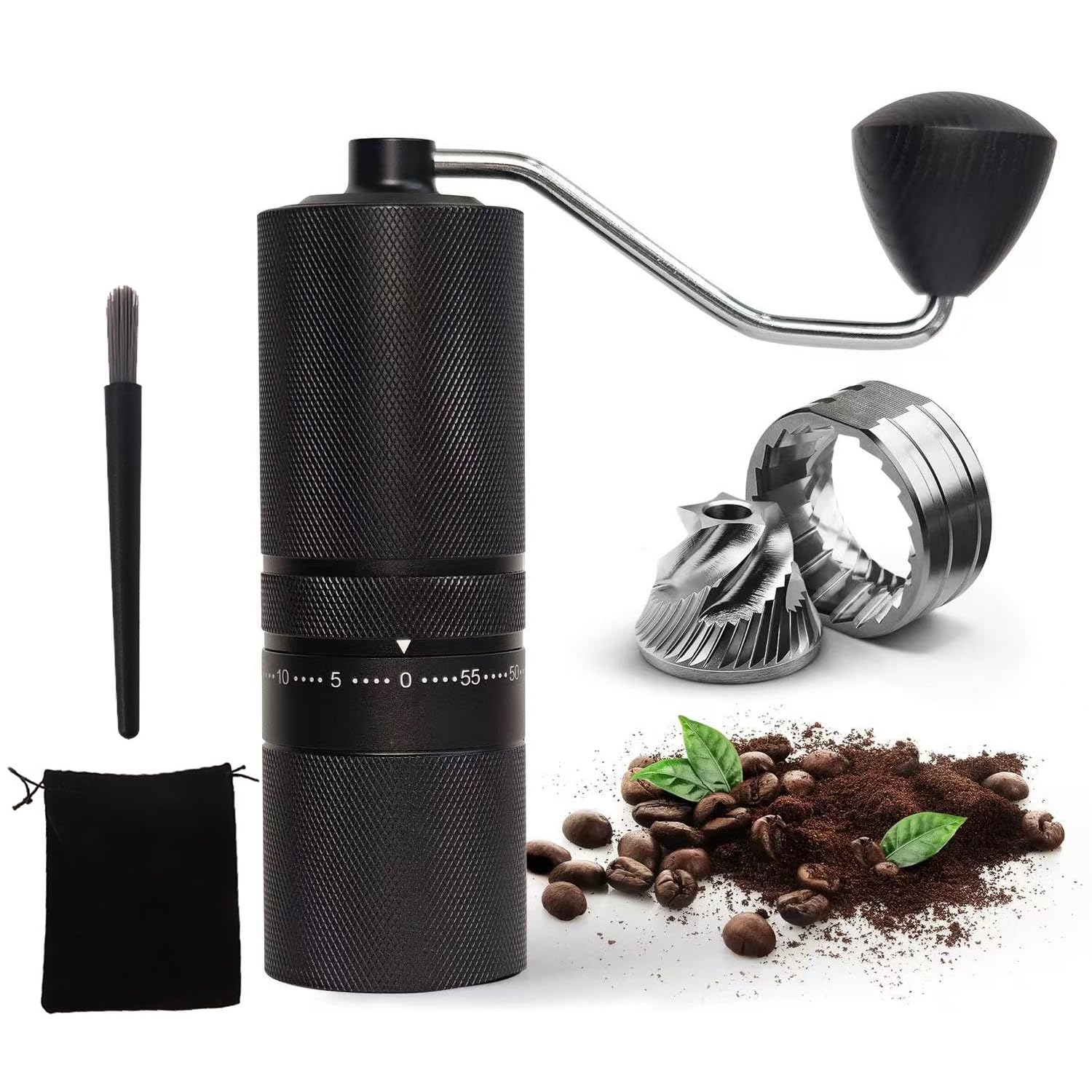 コーヒーミル 全金属 手挽き 手動 コーヒーミル 420ステンレス臼 外部調整式 60段階粗さ調整可能 刃まで分解できる 手入れ簡単