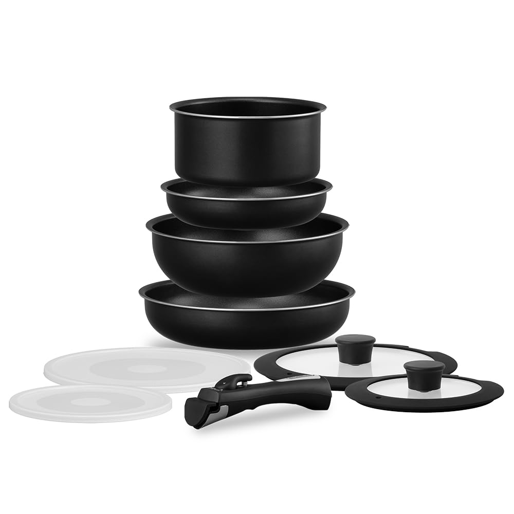 取っ手のとれる 鍋 フライパンセット 9点セット ガス火専用 ダイヤモンドコートパン 軽量 こびりつきに..