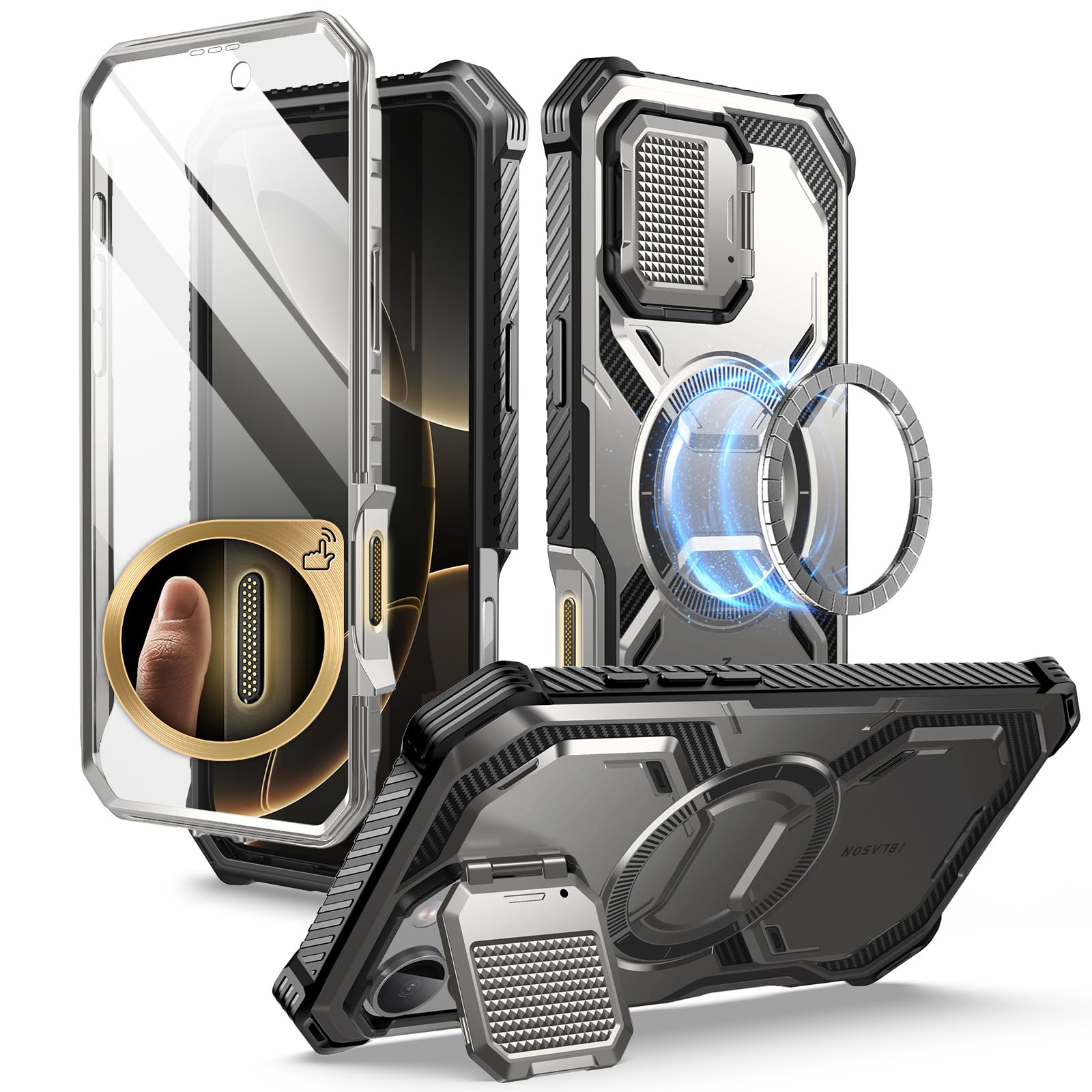 Rakuten - i-Blason iPhone 16 Pro ケース 2024 全面保護 カメラレンズ保護 カメラコントロールボタン 軍用耐衝撃 マグネット式 MagSafe対応 ケー