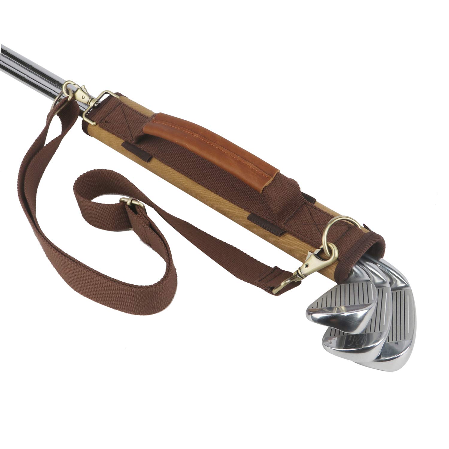 樂天商城 - TOURBON軽量 キャンバス ゴルフ クラブ キャリアスリーブ ショルダー ストラップ付き バッグ (カーキ)