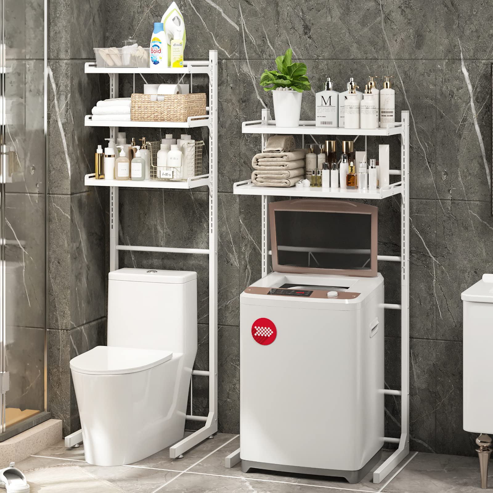 ABCOOL トイレの洗濯機の整理整頓のための調節可能な立場の収納力の棚を洗濯の棚浴室のスペースは高さの調節可能な引出しのテーブルと救