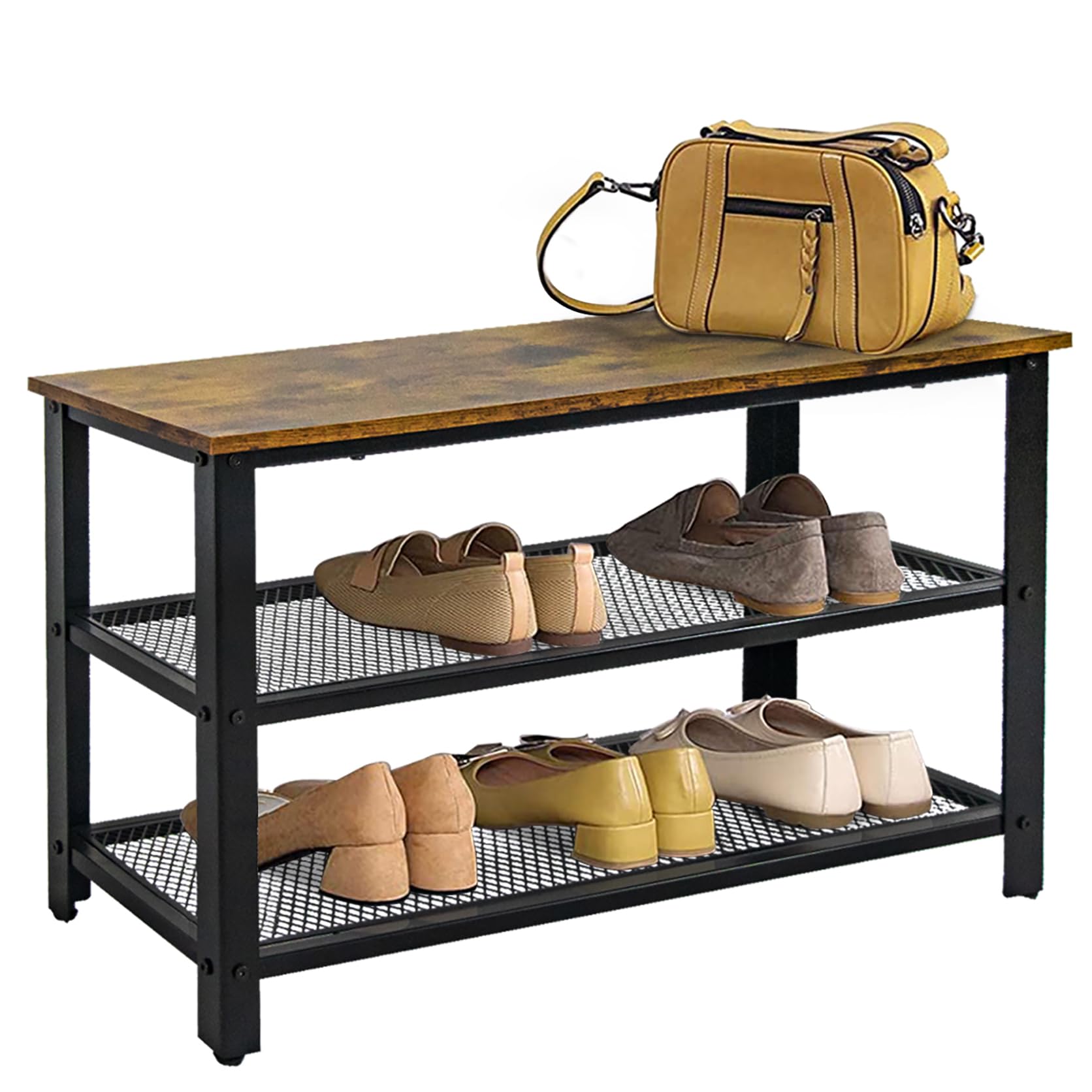 樂天商城 - シューズラック ラック 棚 靴棚 靴箱 木製 丈夫で座れる 玄関 シューズ収納 収納ホルダー オープンラック 三段 オープンシェルフ シェル