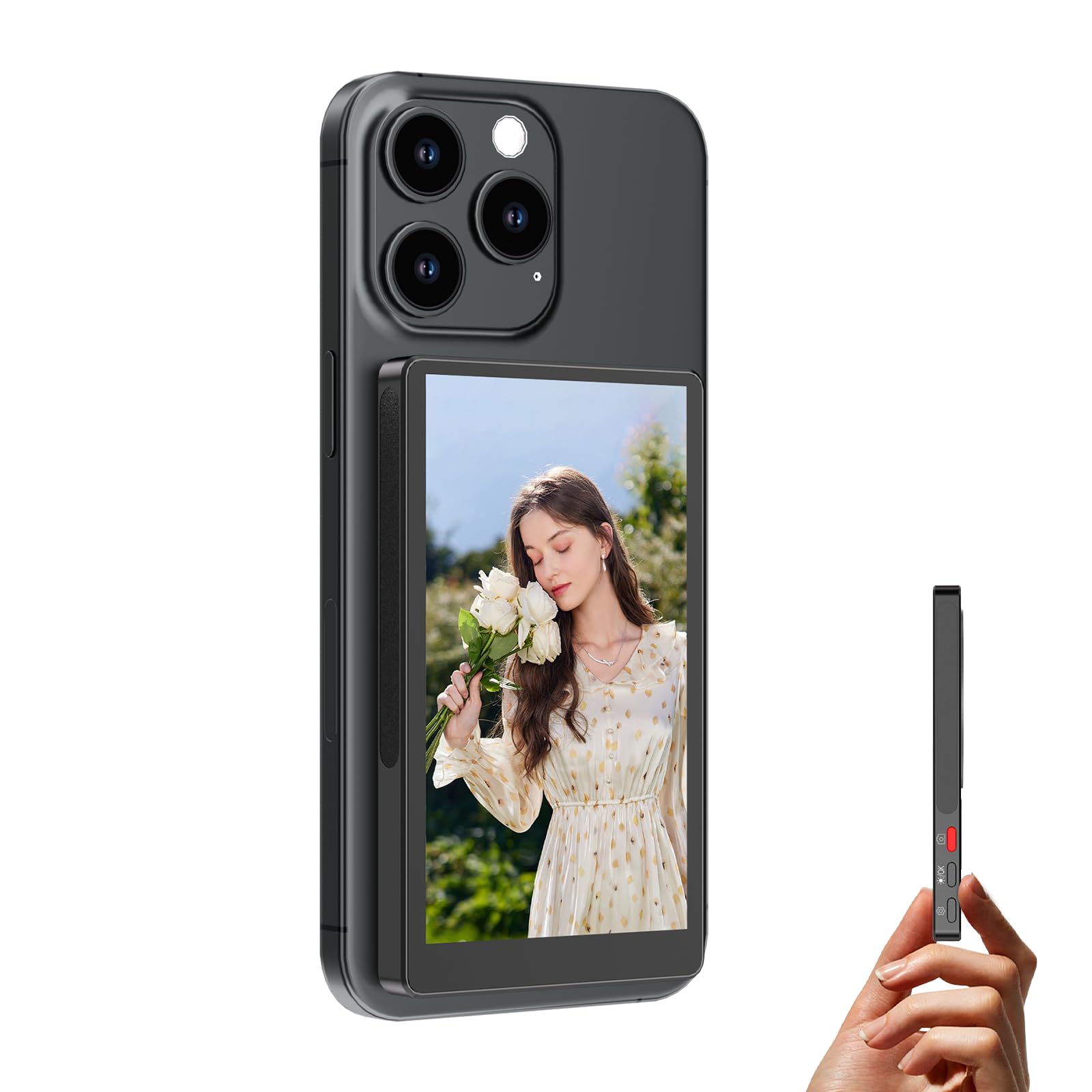 MAGEX iphone 自撮りモニター|4インチ 超薄型 Vlogモニター magsafe対応 ワイヤレス接続 ミラーリング iphone 背面 モニター Vlog記録?