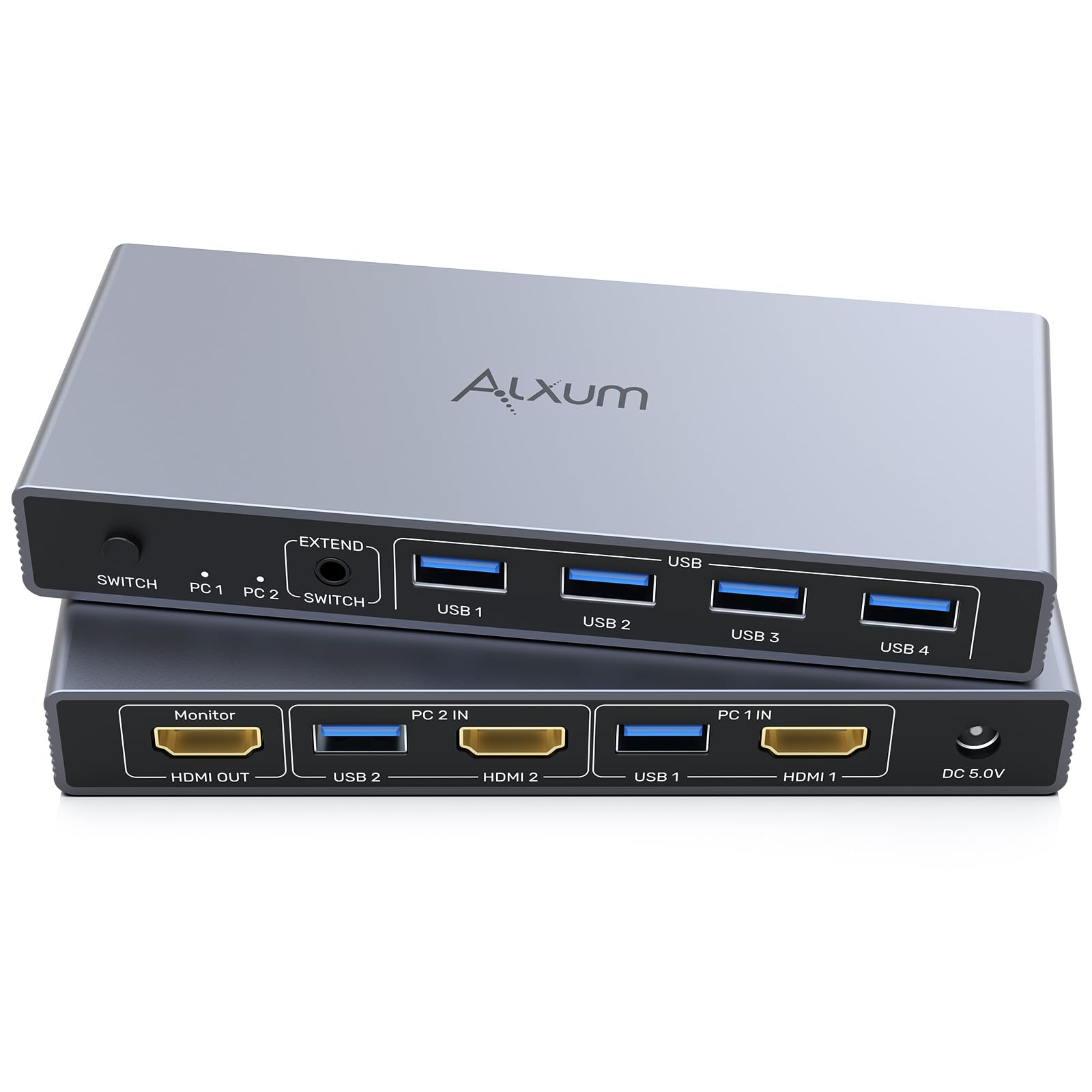 樂天商城 - Alxum USB A HDMI KVM切替器 2入力1出力-4K@60Hz 4ポートUSB A キーボード、マウス、モニターを共有 PC2台用 HDMI2.0/1.4専用 ドライバ