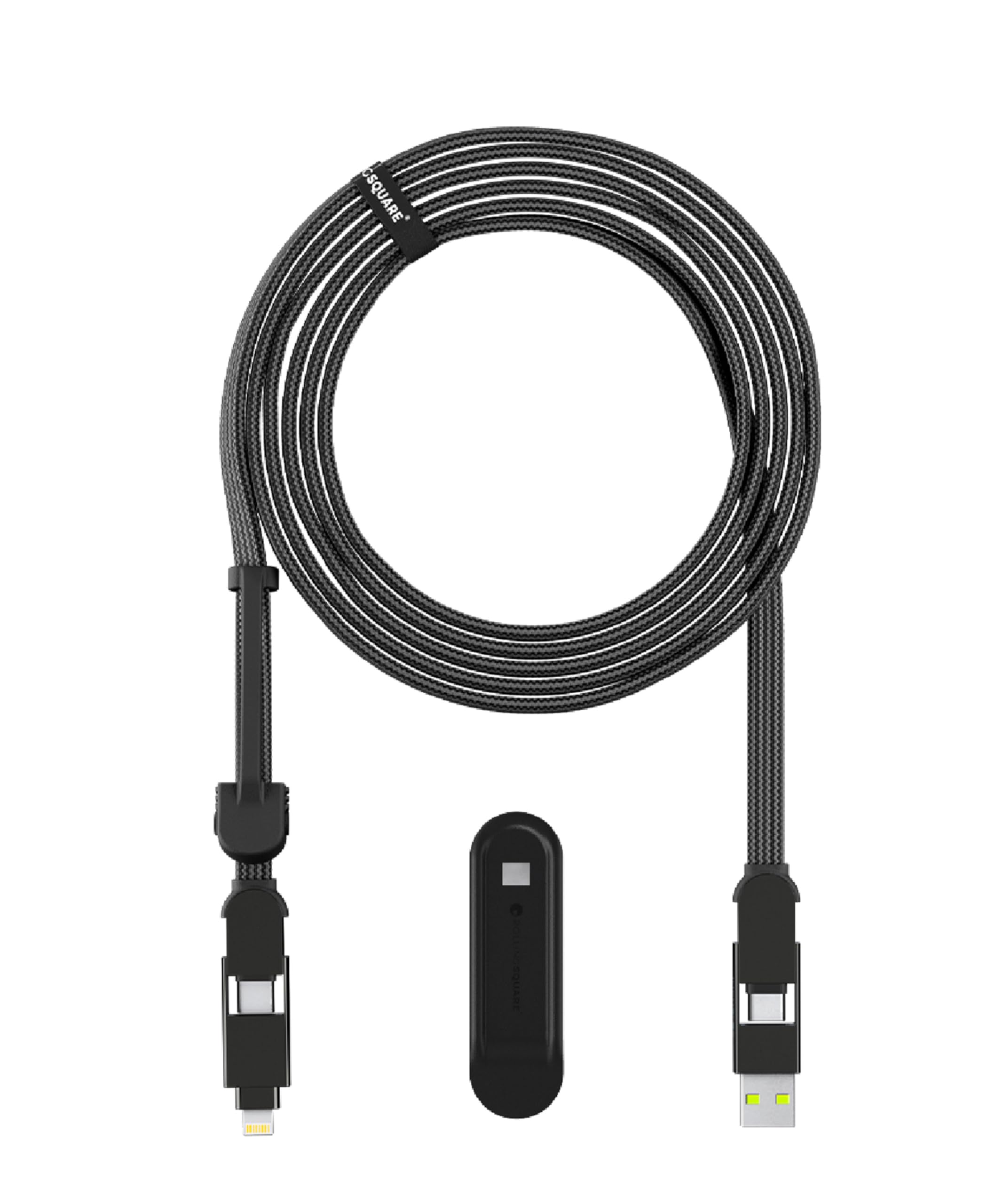 Rolling Square inCharge XL 6in1 マルチ充電ケーブル 100Wの高速充電が可能なポータブルUSBケーブル 3m ブラック