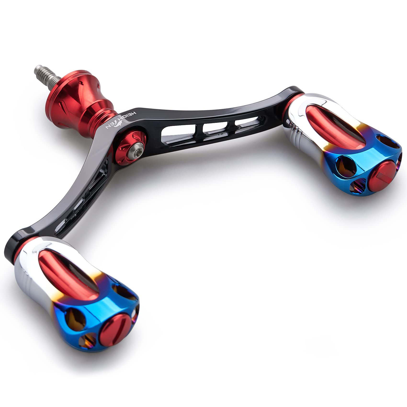 樂天商城 - 【送料無料】HEIGHTEN 92mm リール ハンドル 22mm ノブ 搭載 シマノ ダイワ 通用 スピニングリール用 Aurora Series (レッド＆ブラック)
