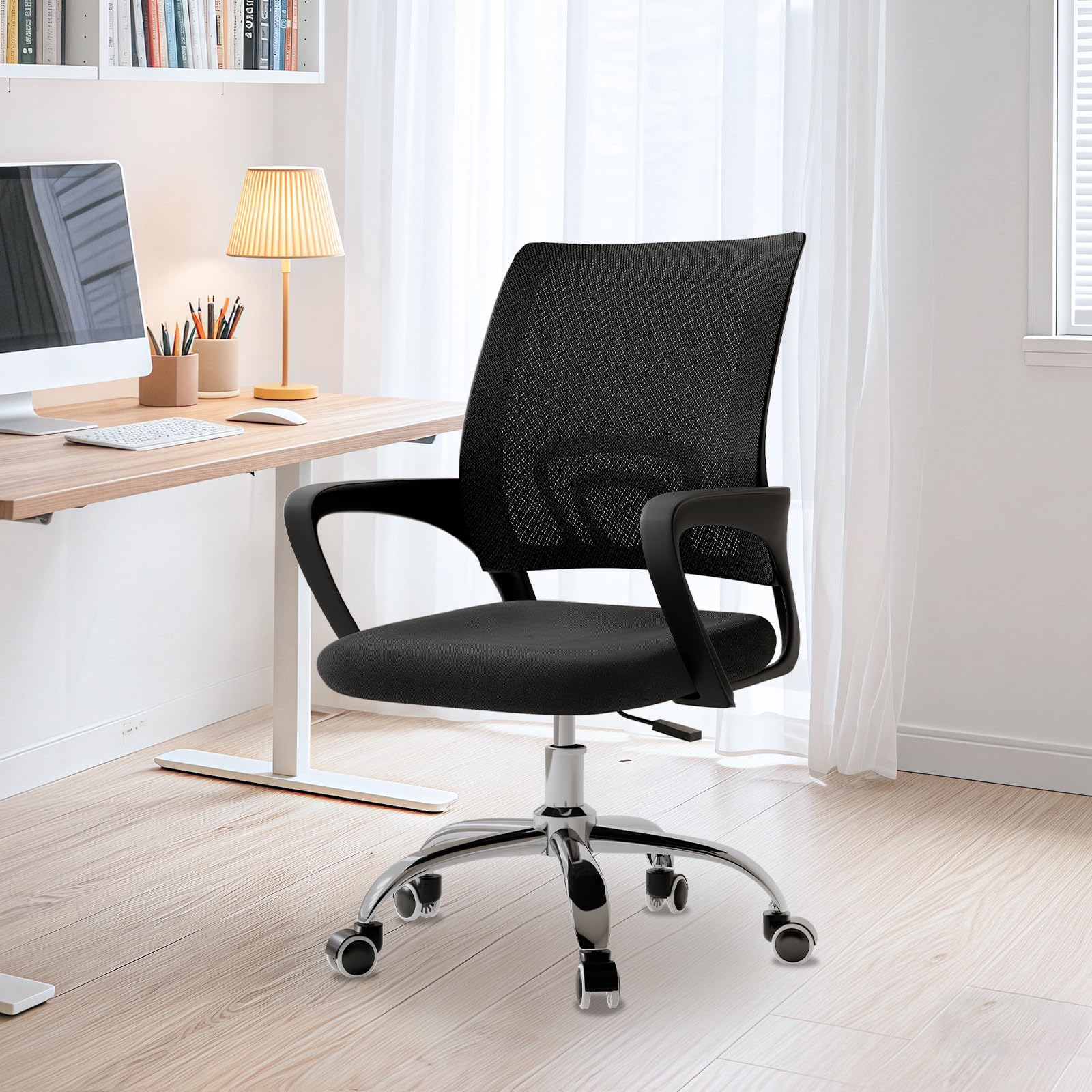 オフィスチェア デスクチェア 椅子 メッシュ 通気性 ランバーサポート 人間工学設計 360度回転 無段階..