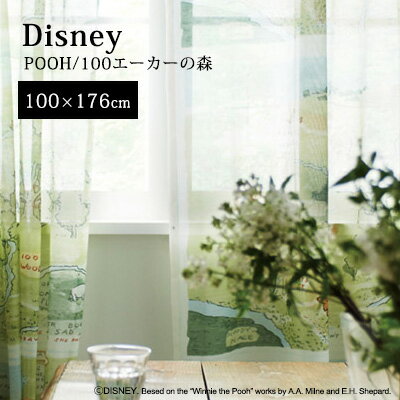 Rakuten - 【Disney HOME Series】カーテン レース 1.5倍ヒダ ウォッシャブル ディズニー 日本製 【Disney zone】 アウトレット R&N / 【プー 100エーカーの森】既製サイズ ボイル レースカーテン【（約）幅100×丈176cm】※1枚入り
