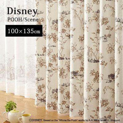 Rakuten - 【Disney HOME Series】 カーテン ドレープ 1.5倍ヒダ ウォッシャブル 遮光1級 形状記憶 ディズニー 日本製 【Disney zone】 アウトレット R&N / 【プー シーン】既製サイズカーテン【（約）幅100×丈135cm】※1枚入り