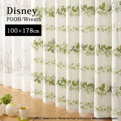 Rakuten - 【Disney HOME Series】 カーテン ドレープ 1.5倍ヒダ ウォッシャブル 遮光2級 形状記憶 ディズニー 日本製 【Disney zone】 アウトレット R&N / 【プー リース】既製サイズカーテン【（約）幅100×丈178cm】※1枚入り