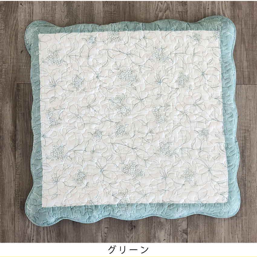 座布団カバー キルト ※カバーのみ クッション カバー 綿 キルト ナチュラル 北欧 キルティング おしゃれ かわいい 大人カワイイ 送料無料 アウトレット R&N / 座布団カバー ラインフラワー 約55×59cm [2]