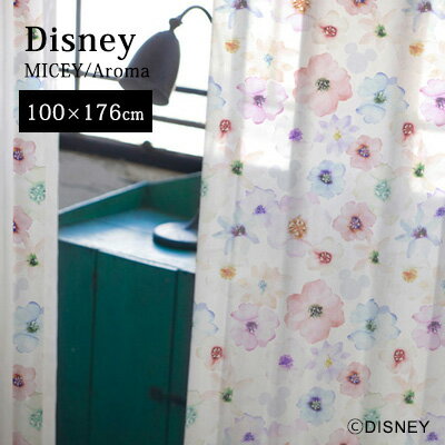 Rakuten - 【Disney HOME Series】 カーテン レース 1.5倍ヒダ ウォッシャブル ディズニー 日本製 【Disney zone】 アウトレット R&N / 【ミッキー アロマ】既製サイズ ボイル レースカーテン【（約）幅100×丈176cm】※1枚入り