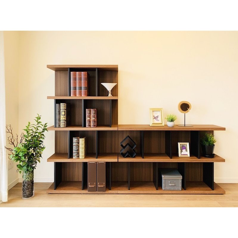 Life with Design ハイシェルフ 書棚 本棚 飾り棚 間仕切り棚 ブックシェルフ オープンシェルフ モダン おしゃれ オープン棚 ブラウン 幅80 オシャレ レトロ 木製 完成品 [3]