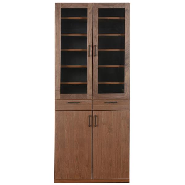 樂天商城 - 80 カップボード キッチンボード 食器棚 ウォールナット ブラウン 茶色 おしゃれ 北欧 幅80