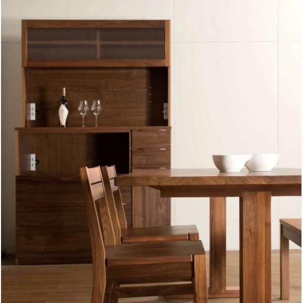 Cupboard - キッチンボード 幅120 カップボード 食器棚 ウォールナット 無垢材 W1200 モダン おしゃれ ナチュラル 北欧