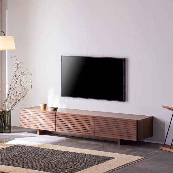電視機櫃 - テレビボード 幅200 おしゃれ 無垢 北欧 テレビ台 TV台 ローボード 天然木 ナチュラル シンプル 格子 ライン リモコン ホテルライク 脚付き