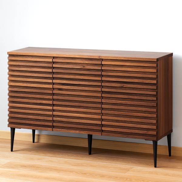 サイドボード 120 脚 キャビネット ウォールナット 無垢材 引き出し 収納 北欧 リビングボード 棚 収納 高級 木目 おしゃれ 木製 天然木 ホテルライク