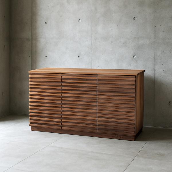 サイドボード 120 台輪 キャビネット ウォールナット 無垢材 引き出し 収納 北欧 リビングボード 棚 収納 高級 木目 おしゃれ 木製 天然木 ホテルライク(3.0)