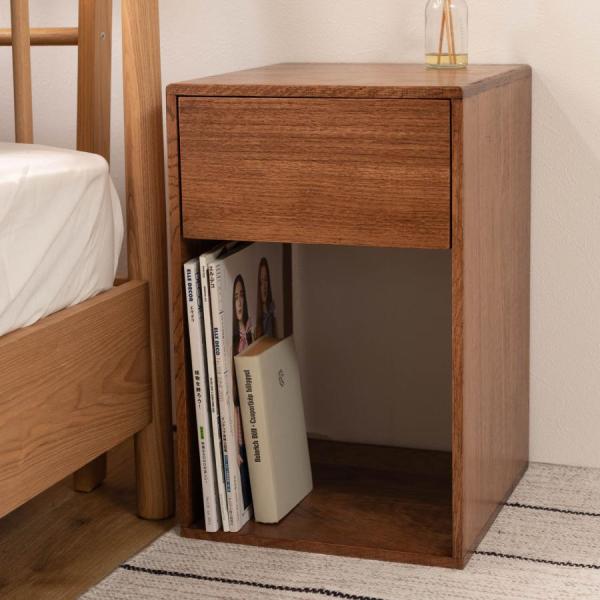 ナイトテーブル サイドテーブル チェスト サイドチェスト 木製 天然木 北欧 おしゃれ ベッド 横 コンパクト シンプル 収納家具 インテリア家具 リビング収納 木目調 空間演出 インテリア性 便利 シンプルデザイン 幅広タイプ 省スペース AV収納 キ 北欧デザイン ナチュ [2]