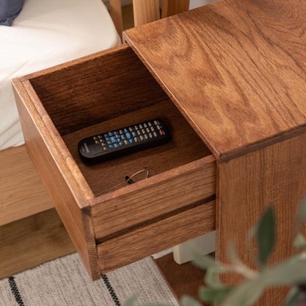 ナイトテーブル サイドテーブル チェスト サイドチェスト 木製 天然木 北欧 おしゃれ ベッド 横 コンパクト シンプル 収納家具 インテリア家具 リビング収納 木目調 空間演出 インテリア性 便利 シンプルデザイン 幅広タイプ 省スペース AV収納 キ 北欧デザイン ナチュ [3]