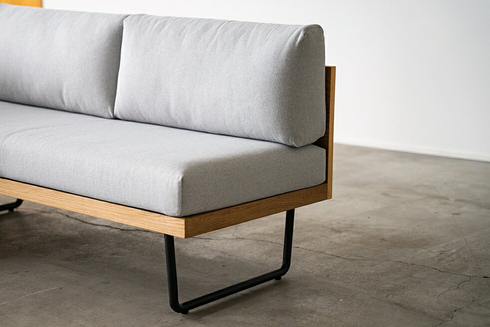 ソファ ダイニングソファー 北欧 おしゃれ 二人掛け 幅150 アームレス 肘無し 片肘 グレー ファブリック 布 シンプル コンパクト 収納家具 インテリア家具 リビング収納 木目調 空間演出 インテリア性 便利 シンプルデザイン 幅広タイプ 省スペー 北欧デザイン 省スペ [3]