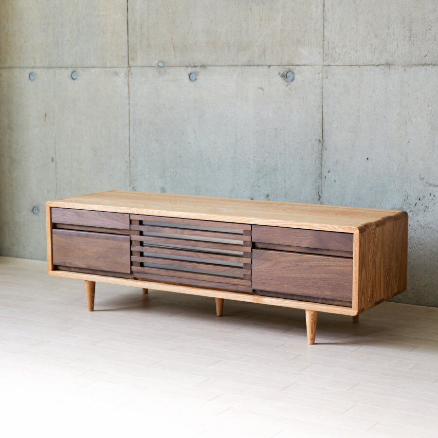 無垢材テレビボード タモ×ウォールナット 125cm 294393.jpg